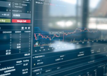Pantalla con gráficos de cotización donde se envían órdenes de bolsa de compra y venta